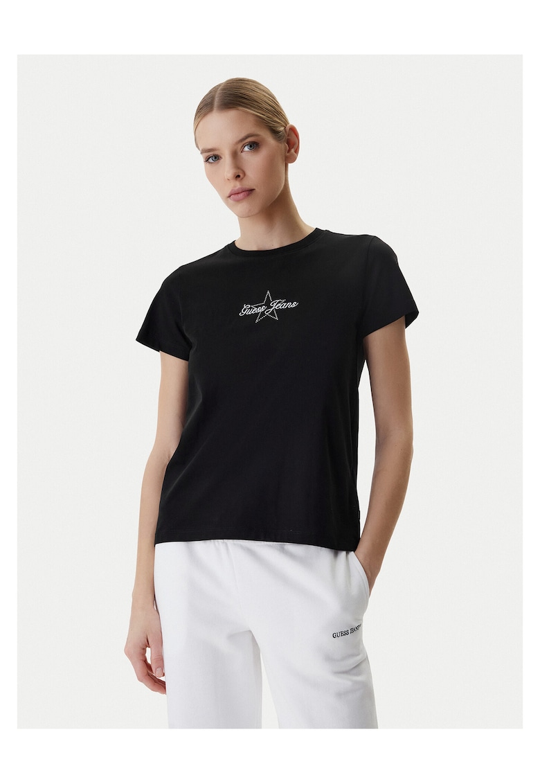 Tricou dama - bumbac - negru - 95% bumbac - 5% elastan