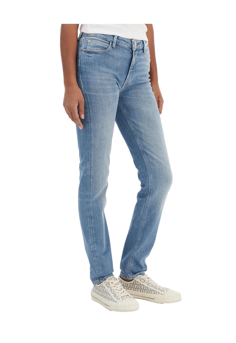 Blugi dama - din bumbac - cu fermoar - albastru