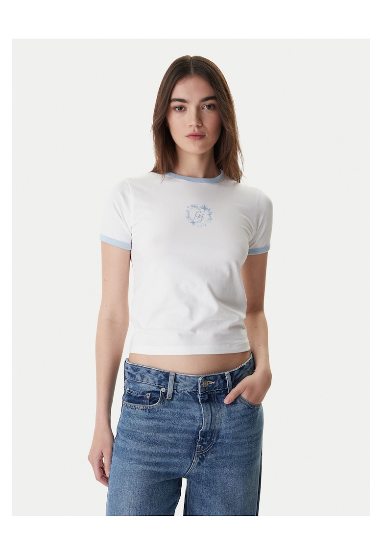 Tricou dama - alb - bumbac/elastan