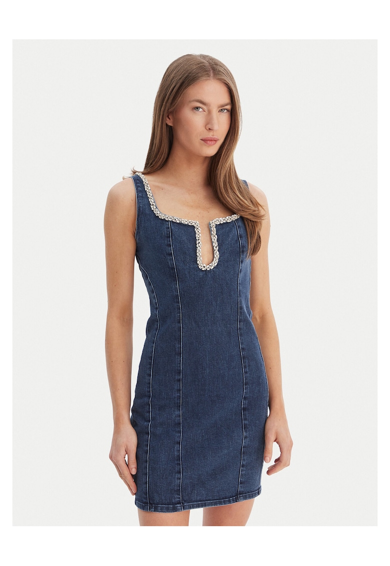 Rochie din denim cu fermoar - Albastru