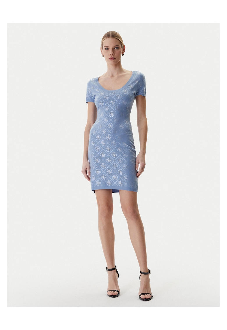 Rochie tricotată albastru - Albastru deschis/Albastru