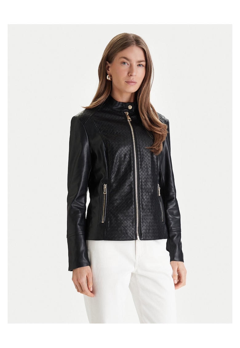 Geaca neagra din imitatie de piele - Negru