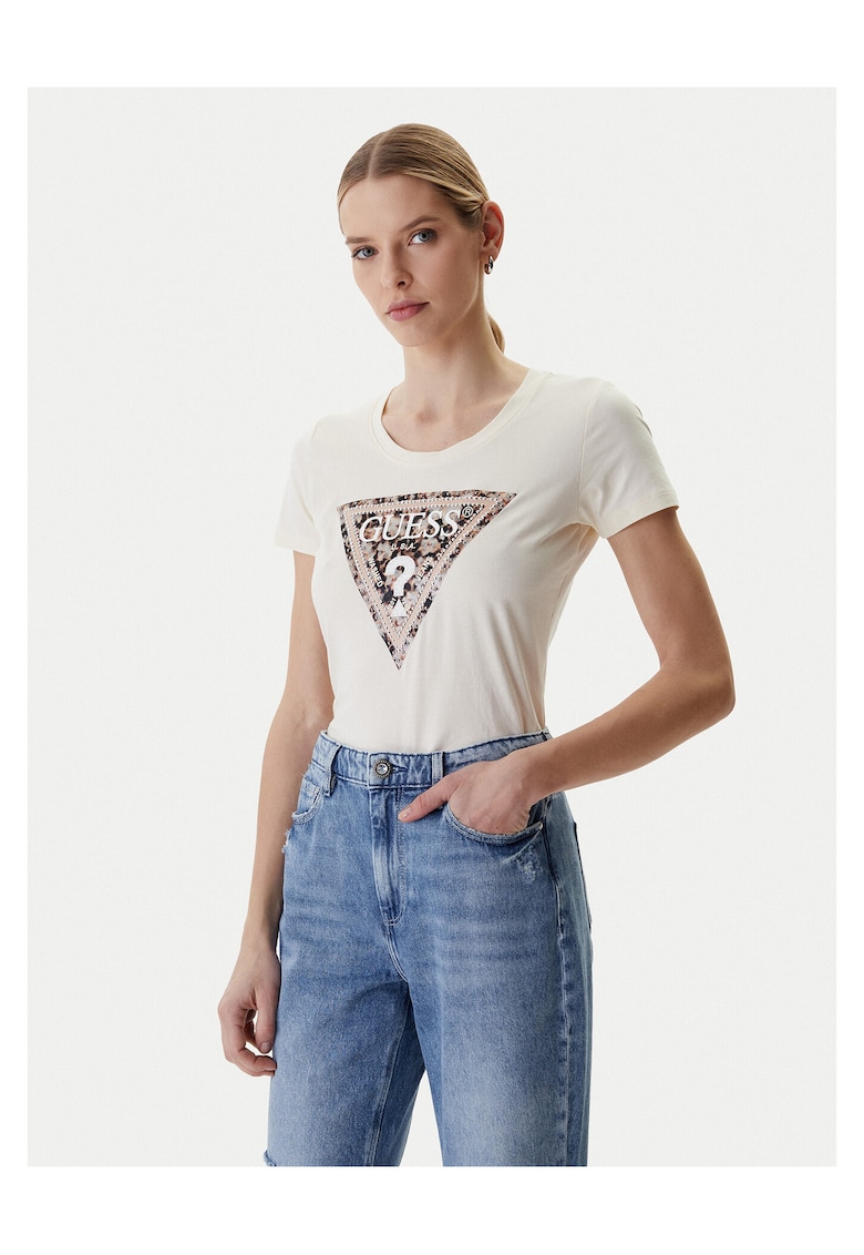Tricou dama - bumbac/elastan - ecru -