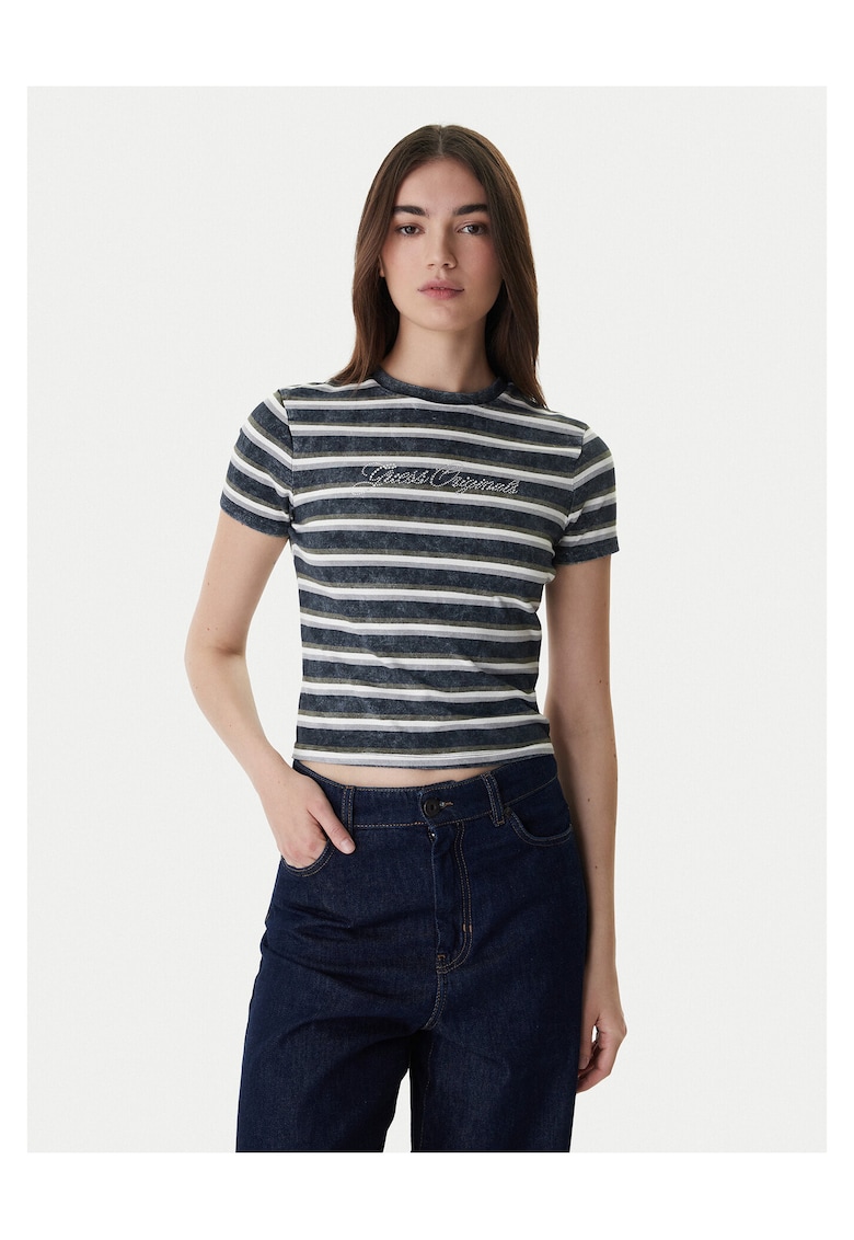 Tricou dama - model dungi - bleumarin - bumbac/elastan