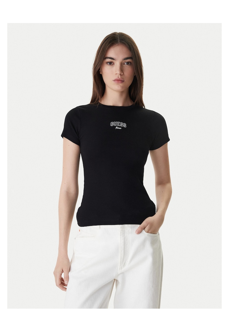 Tricou dama - slim fit - negru - bumbac -