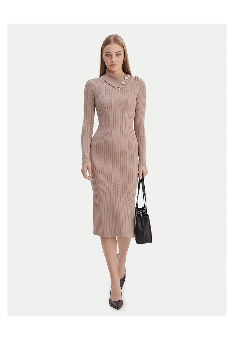Rochie tricotata - bej - viscoza