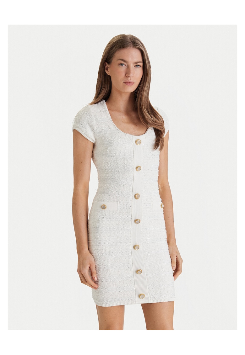 Rochie - tricotata - alb - 50% viscoza