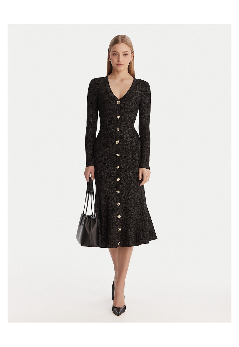 Rochie tricotata de dama - neagra - 59% viscoza -
