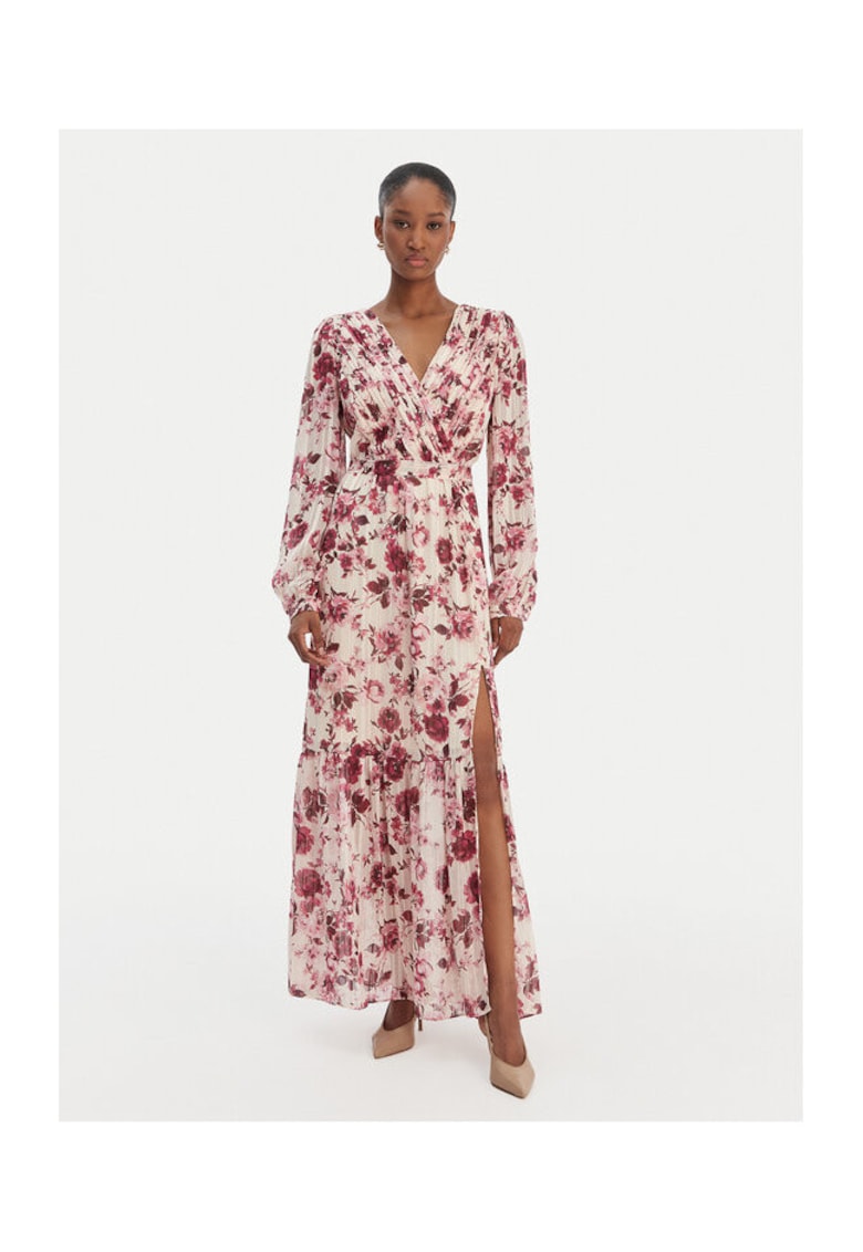 Rochie de seara - poliester - fermoar - ecru - roz