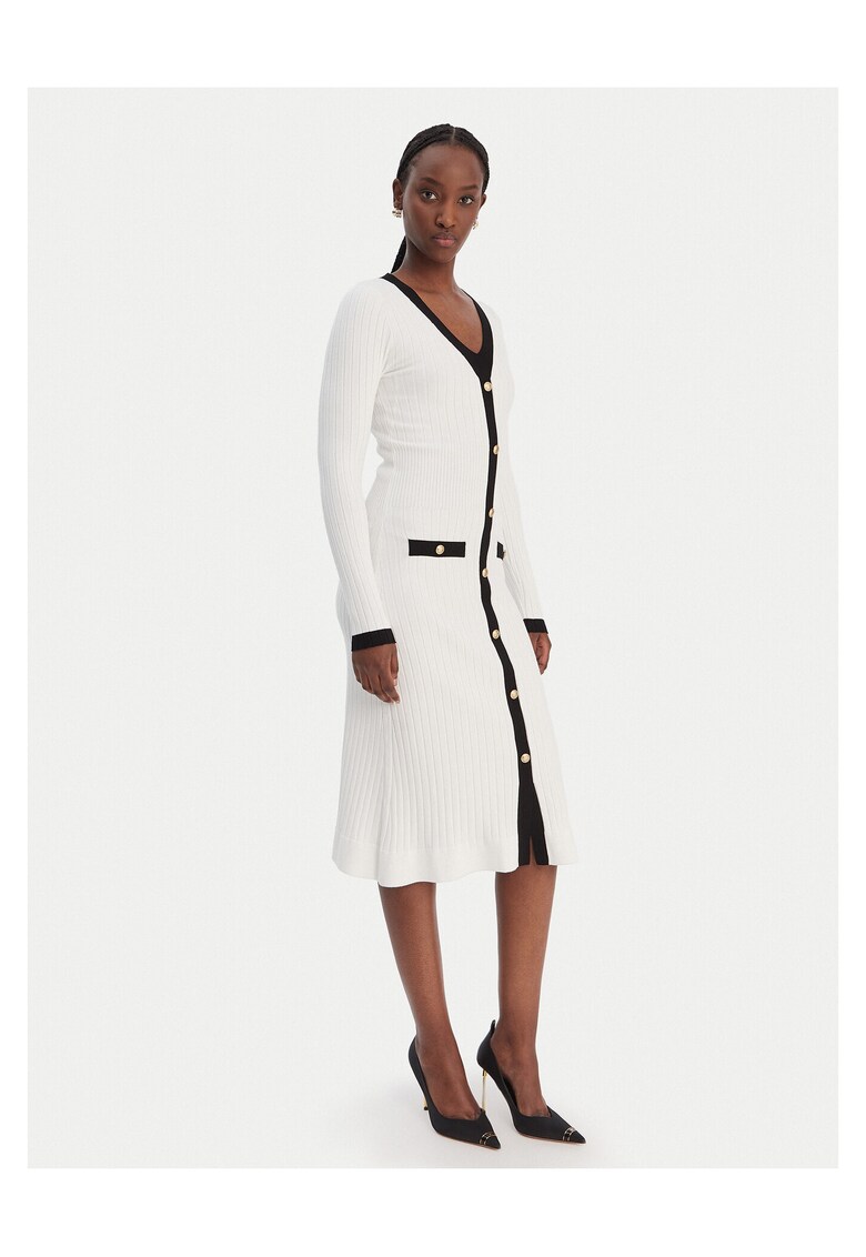 Rochie tricotata - alb - 58% viscoza - 23% poliester