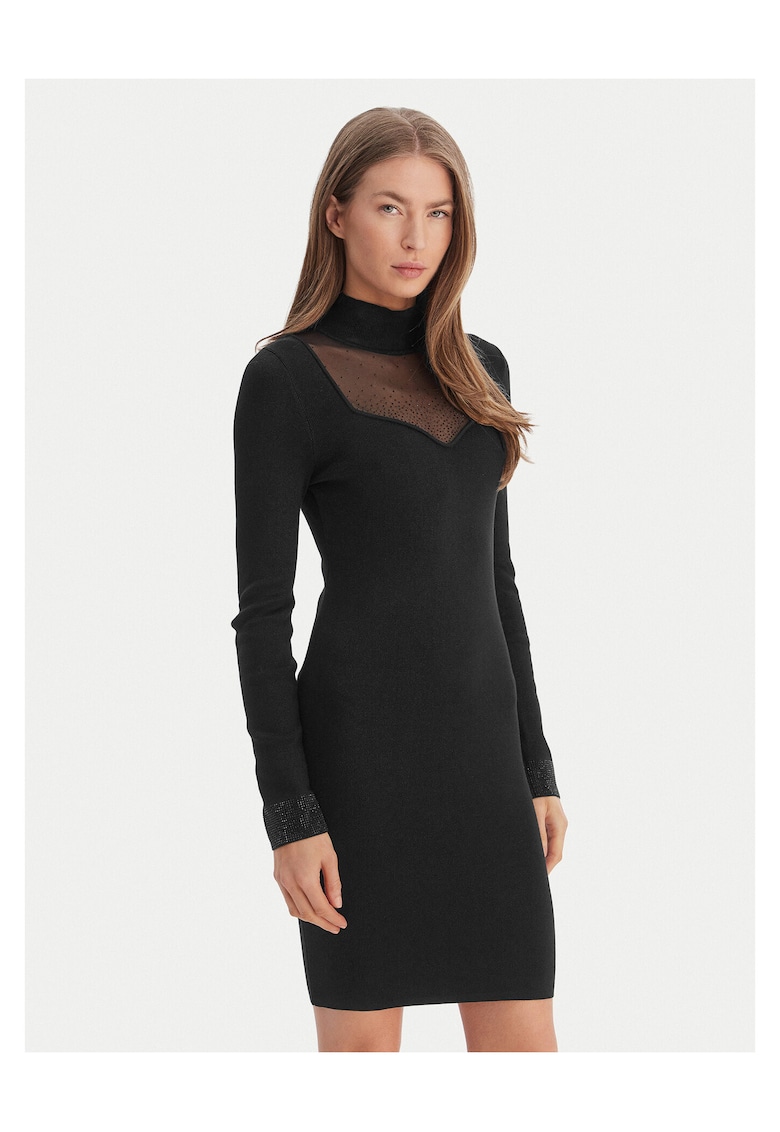 Rochie tricotata de dama - negru - plastic