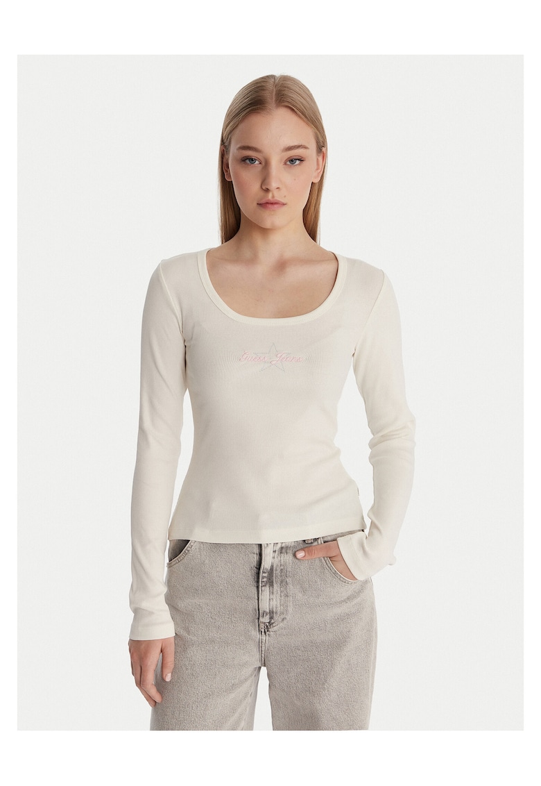Bluza dama - slim fit - ecru - bumbac - Ecru