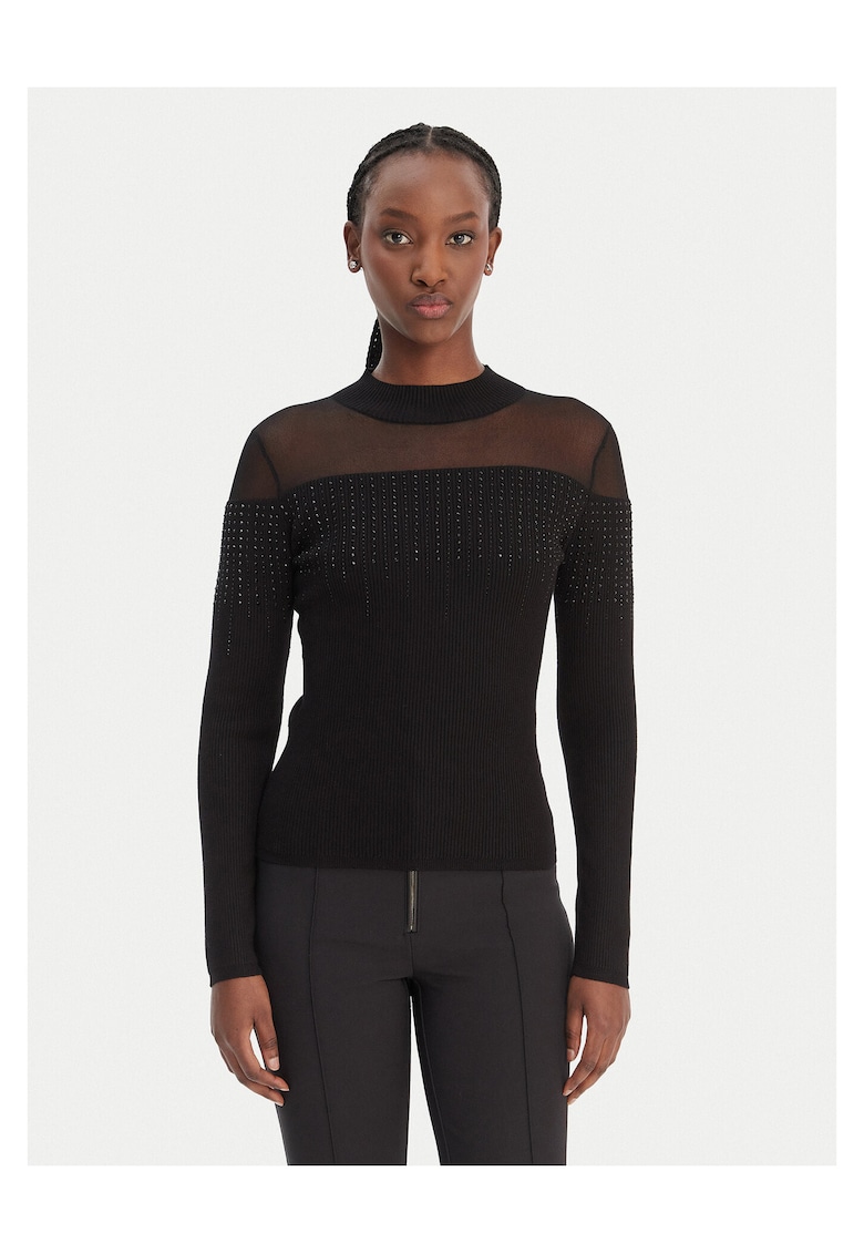 Pulover dama - negru - viscoza/poliamida -