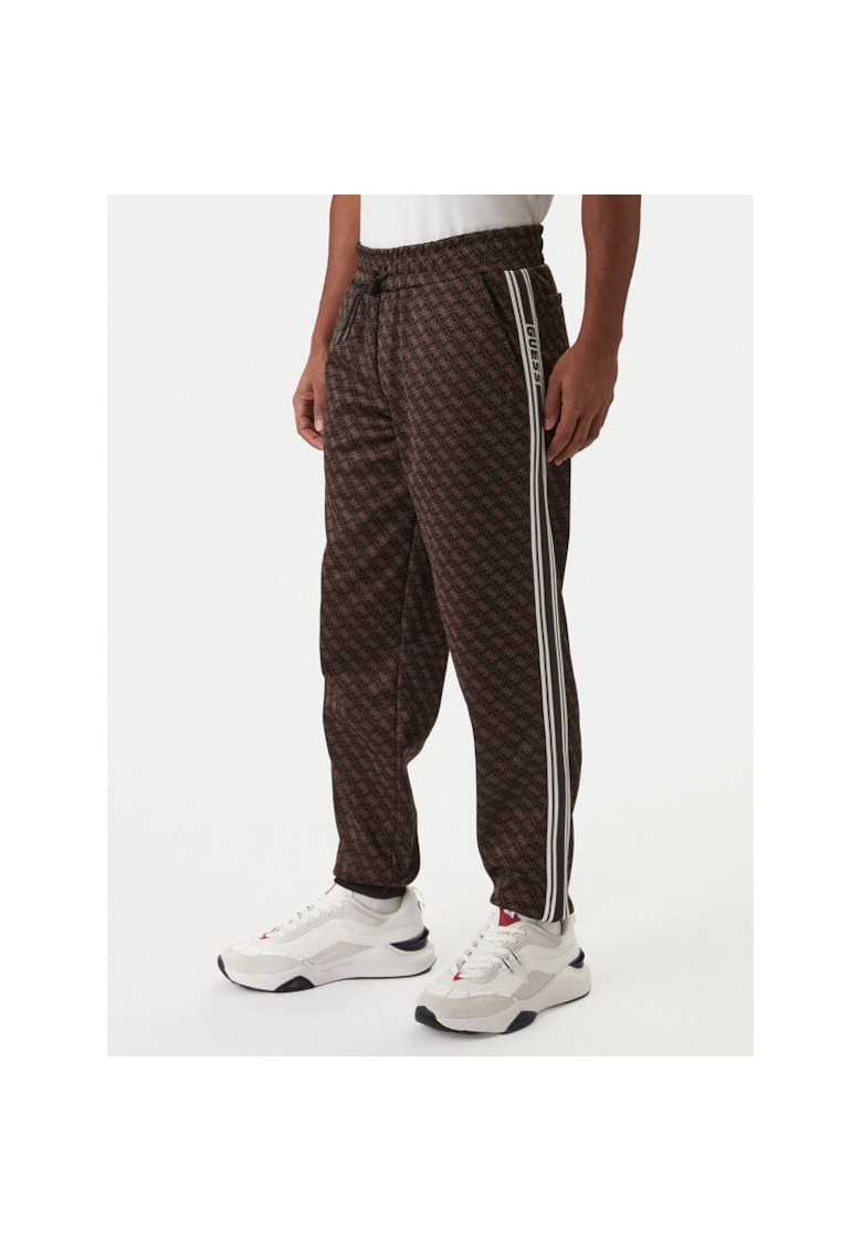 Pantaloni sport barbati - poliester - maro - negru -
