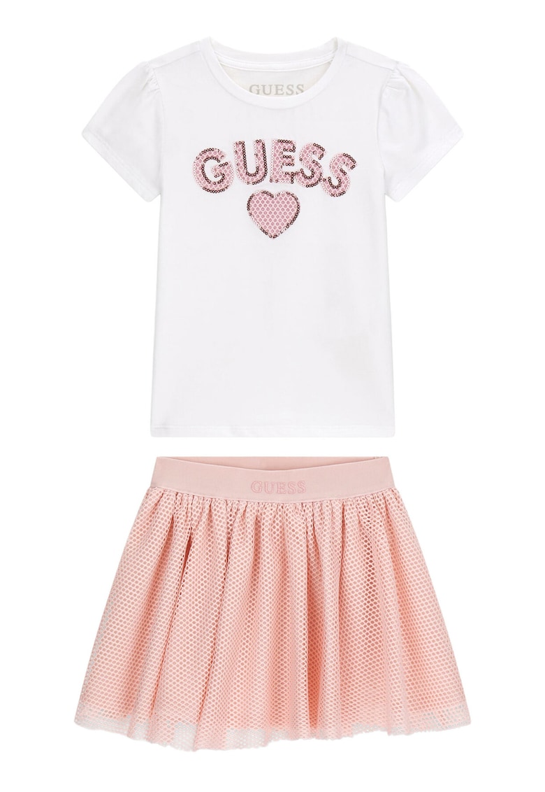 Set tricou -+ fusta Fete - Alb - Roz - bumbac