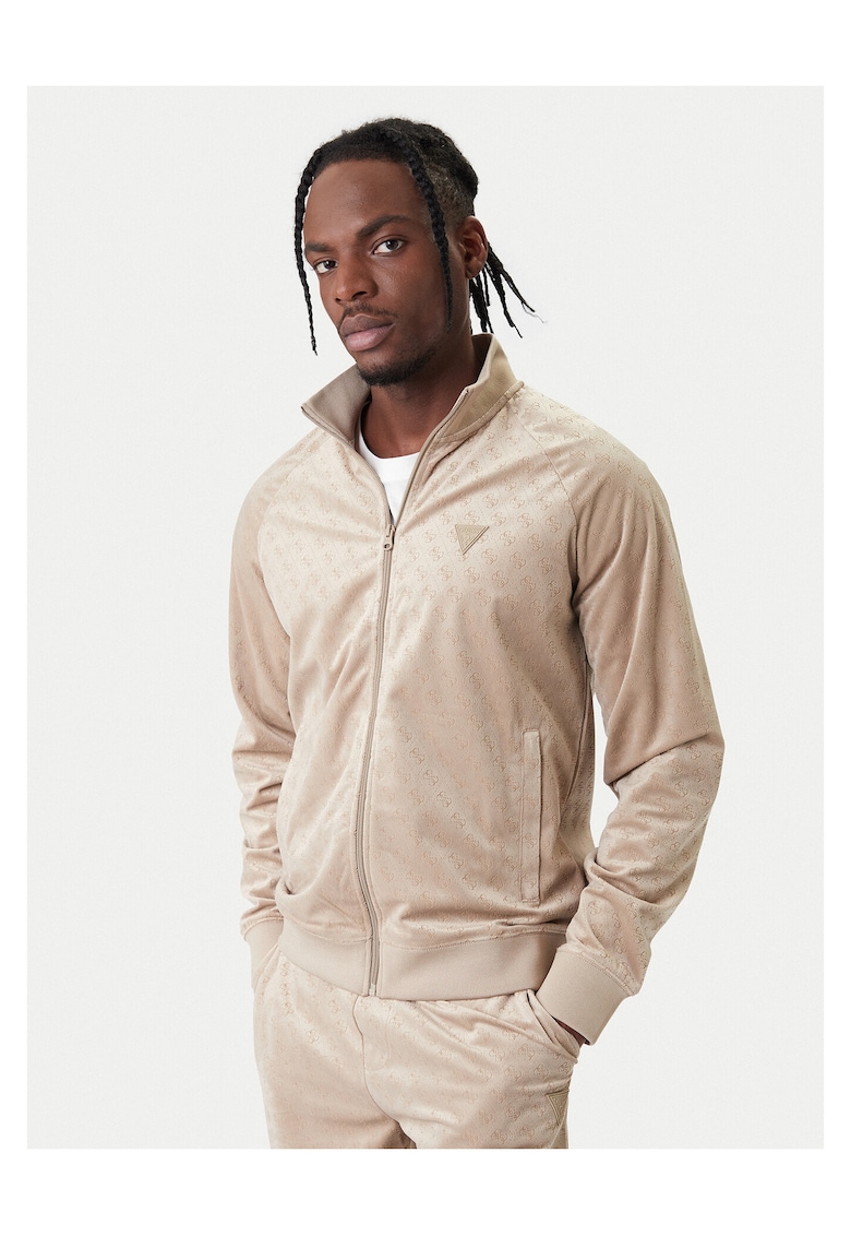 Bluza barbati - fermoar - bej - poliester -