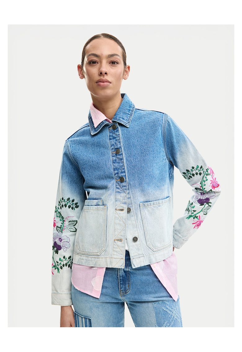 Geaca de blugi Femei - Bumbac - Albastru - Albastru deschis/Albastru