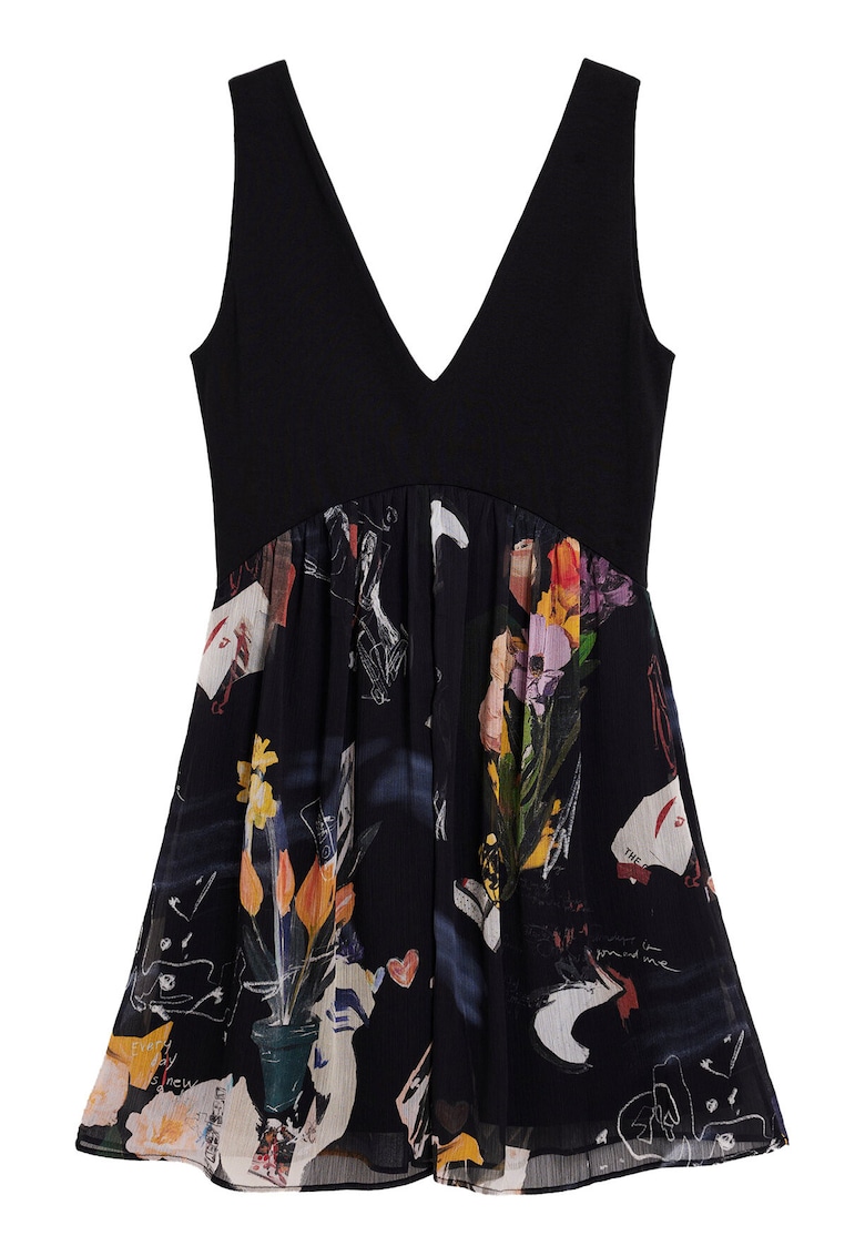 Rochie de vara - neagra - fermoar - 57% poliester