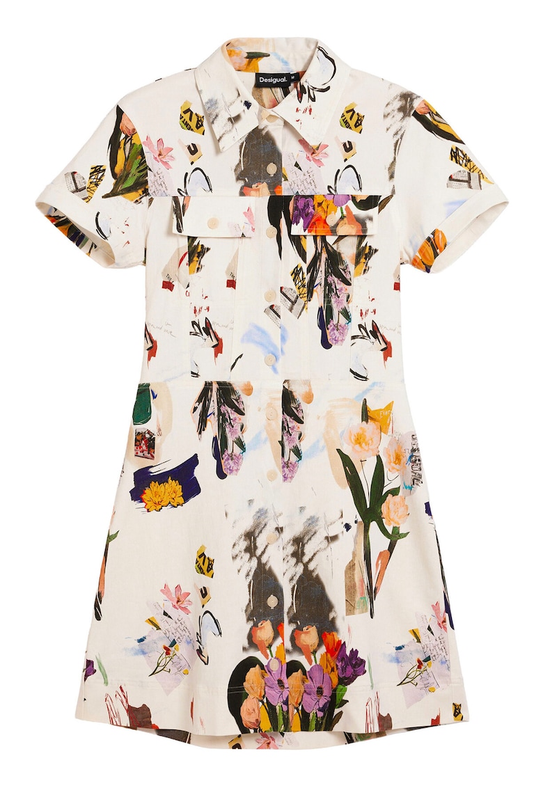 Rochie camasa cu nasturi ecru - Ecru