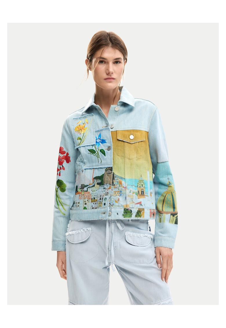 Geaca de blugi dama - bumbac - albastru deschis - sistem inchidere nasturi