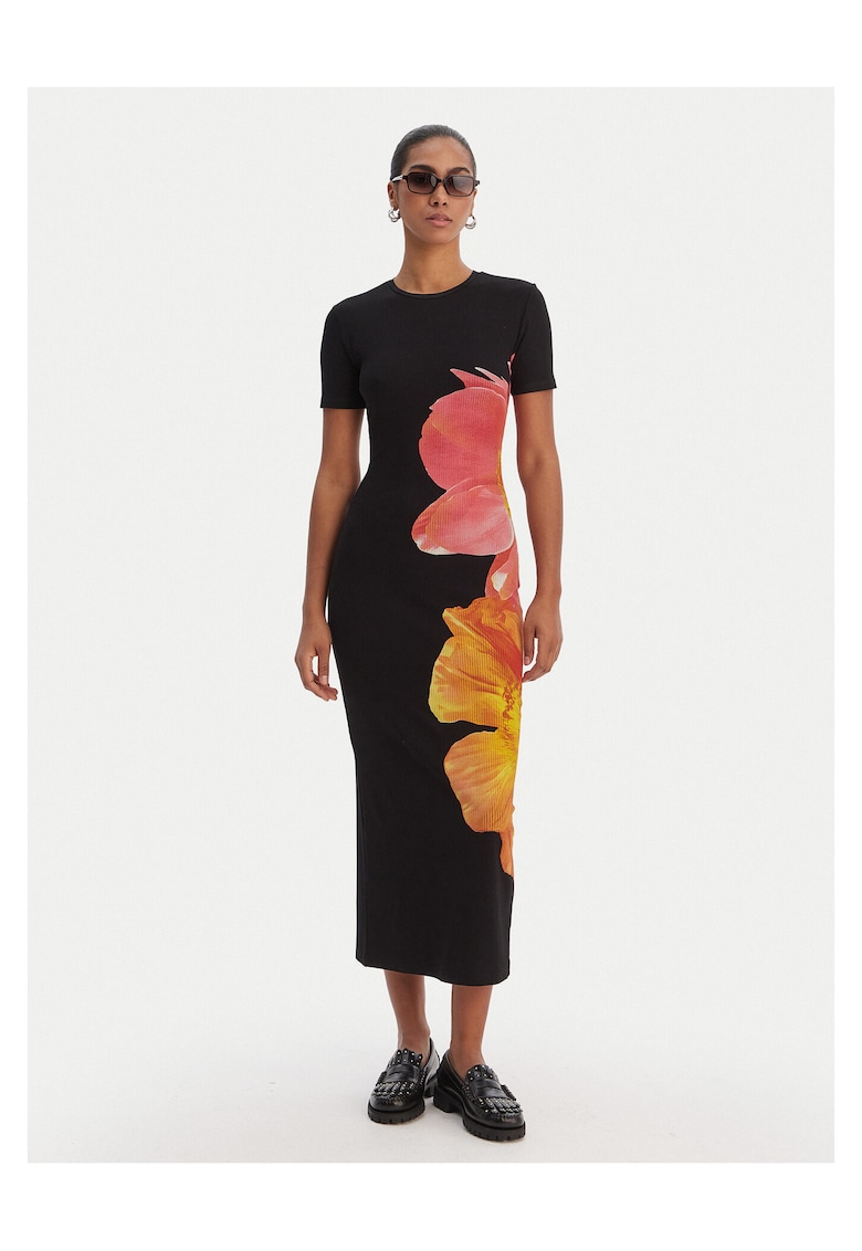 Rochie de zi - Bumbac - Negru - 95% bumbac - 5% elastan