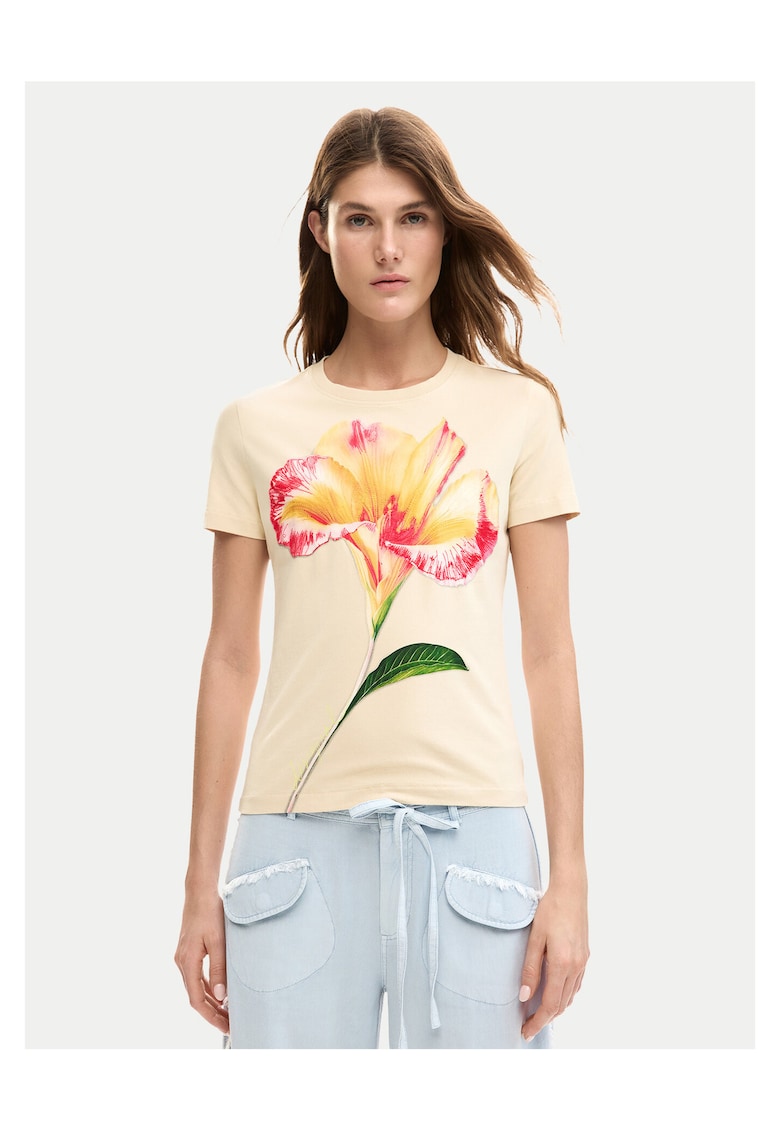 Tricou dama - bumbac/elastan - bej