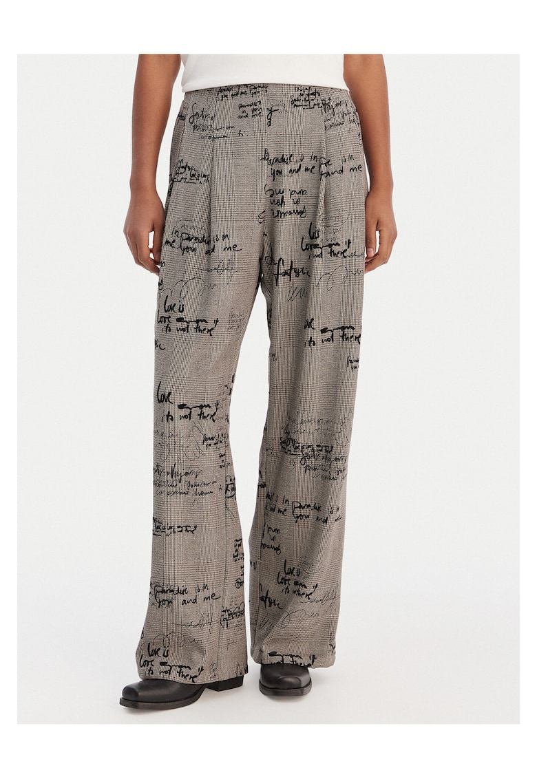 Pantaloni dama - carouri - maro - poliester/viscoza/elastan