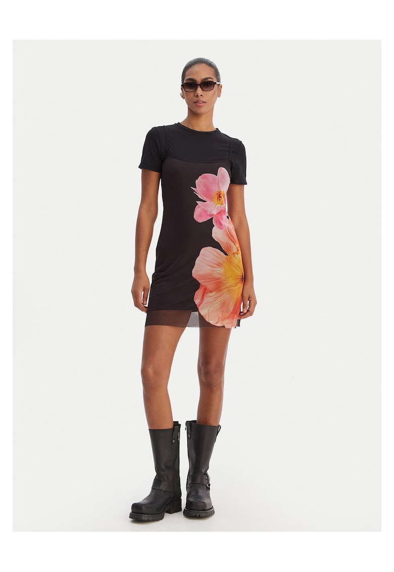 Rochie tricotata - bumbac - negru