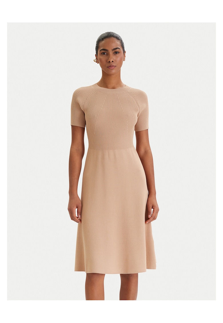 Rochie tricotata - bej - 63% viscoza
