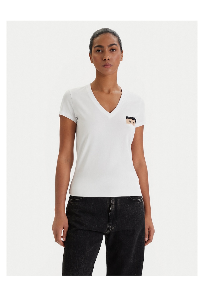 Tricou dama - bumbac/elastan - alb