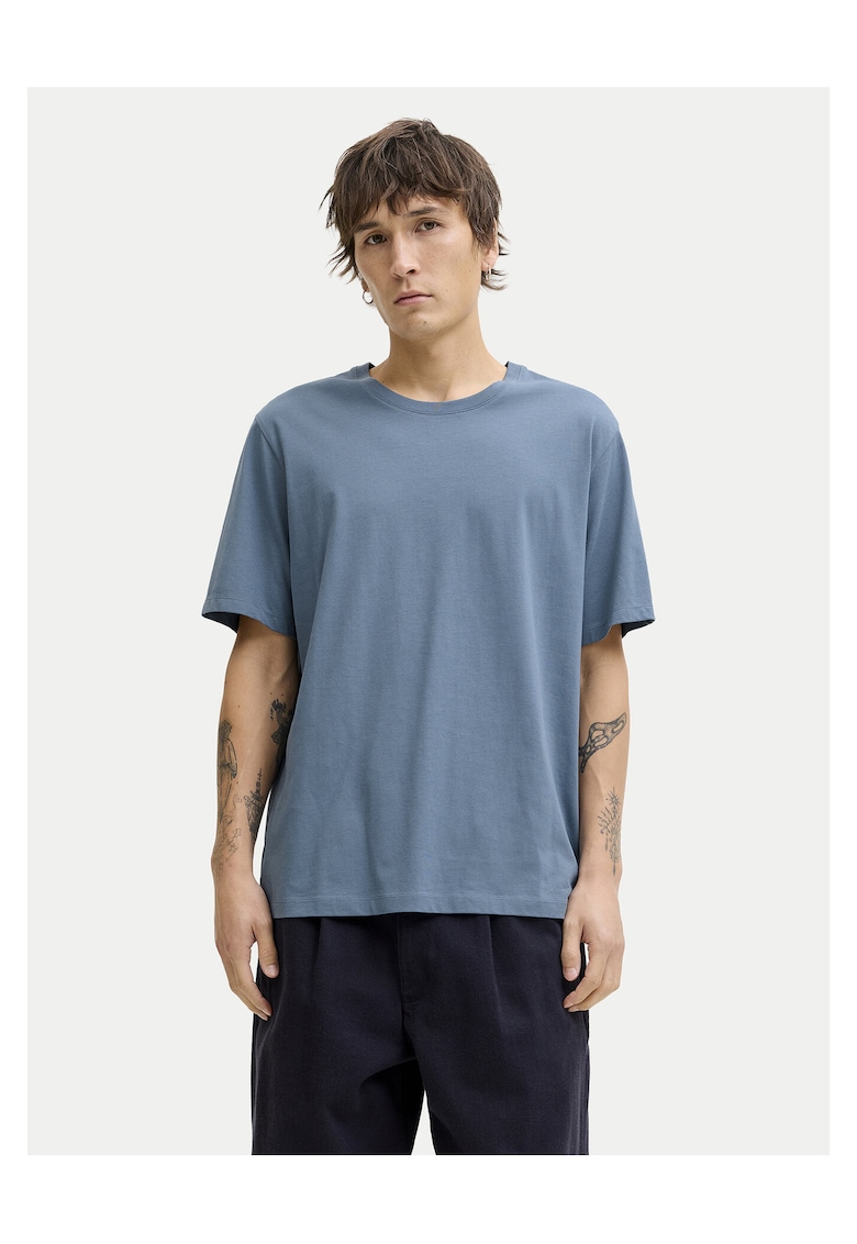 Tricou barbati din bumbac organic - albastru