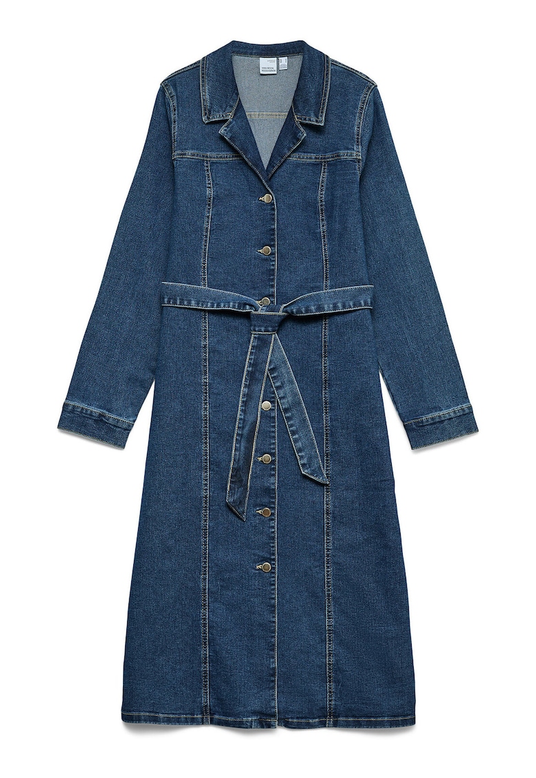 Rochie din denim - bumbac - albastru - sistem inchidere cu nasturi - Albastru