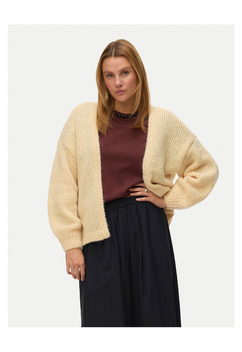 Cardigan dama - supradimensional - galben - poliester reciclat