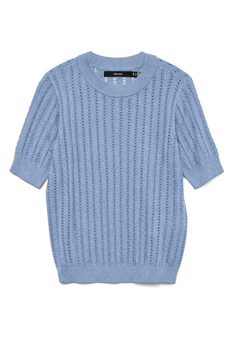 Tricou dama - slim fit - albastru deschis - bumbac/modal