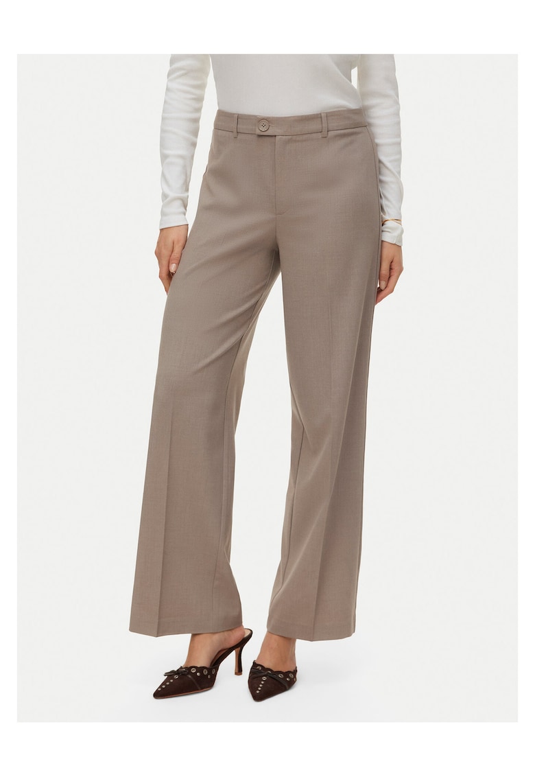 Pantaloni dama - fermoar - bej - din poliester