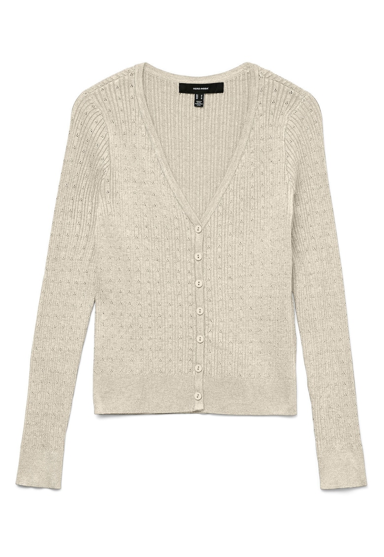 Cardigan dama - inchidere cu nasturi - bej - 77% viscoza - 23% poliester reciclat