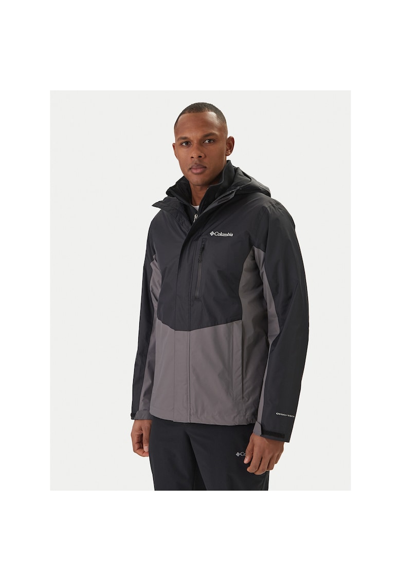 Geaca de ploaie barbati - nylon reciclat - negru - fermoar