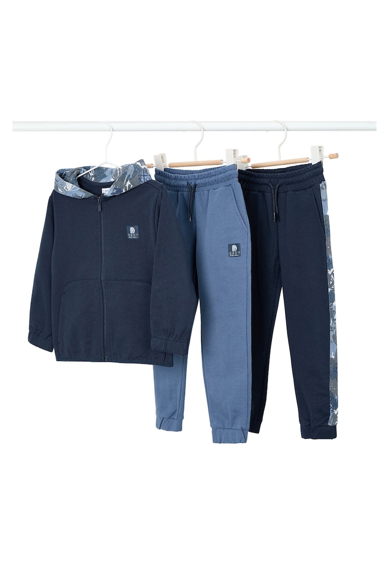 Compleu copii - set 2 perechi pantaloni de trening+bluza - bleumarin - 60% bumbac - 40% poliester -