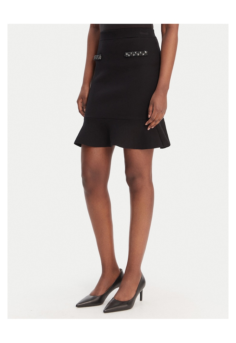 Fusta mini - neagra - 51% viscoza - 26% poliamida - 23% poliester