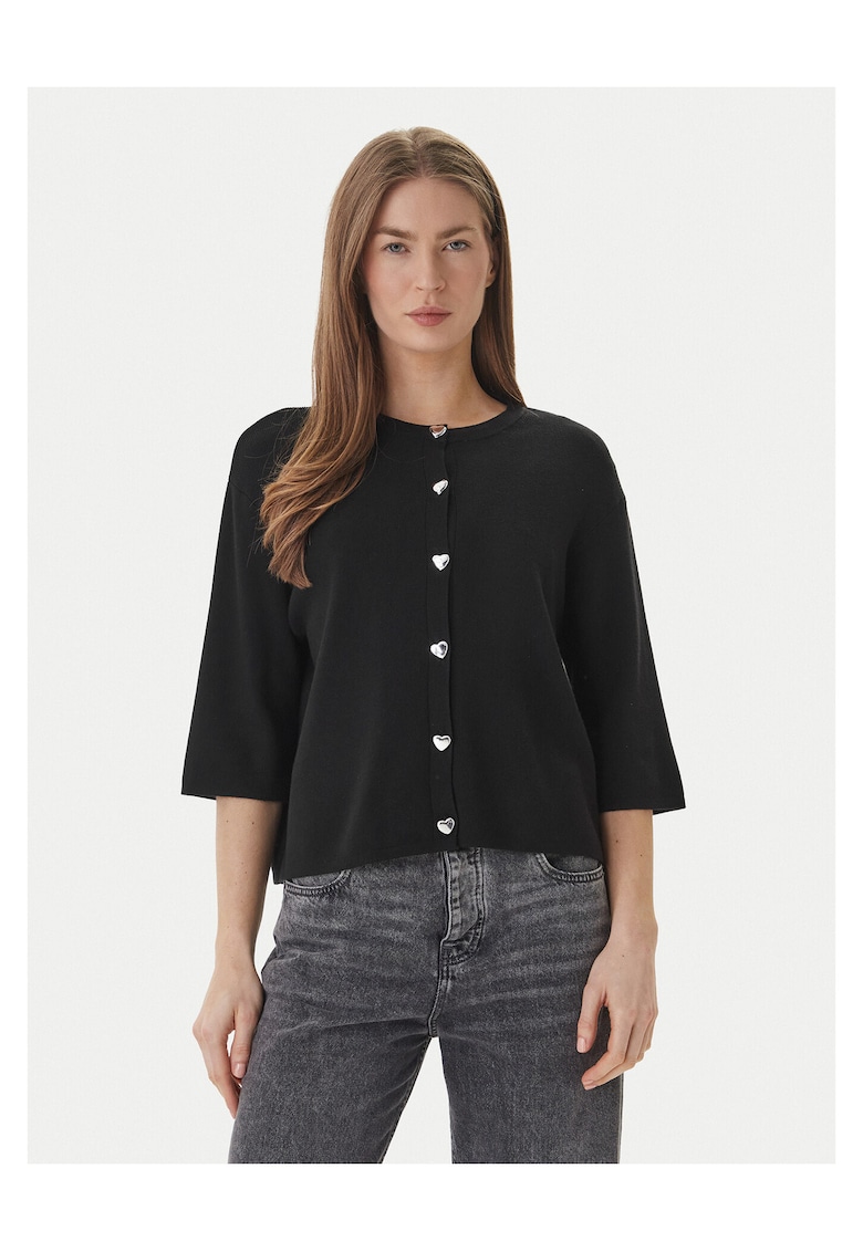 Cardigan dama - negru - viscoza - sistem inchidere nasturi -