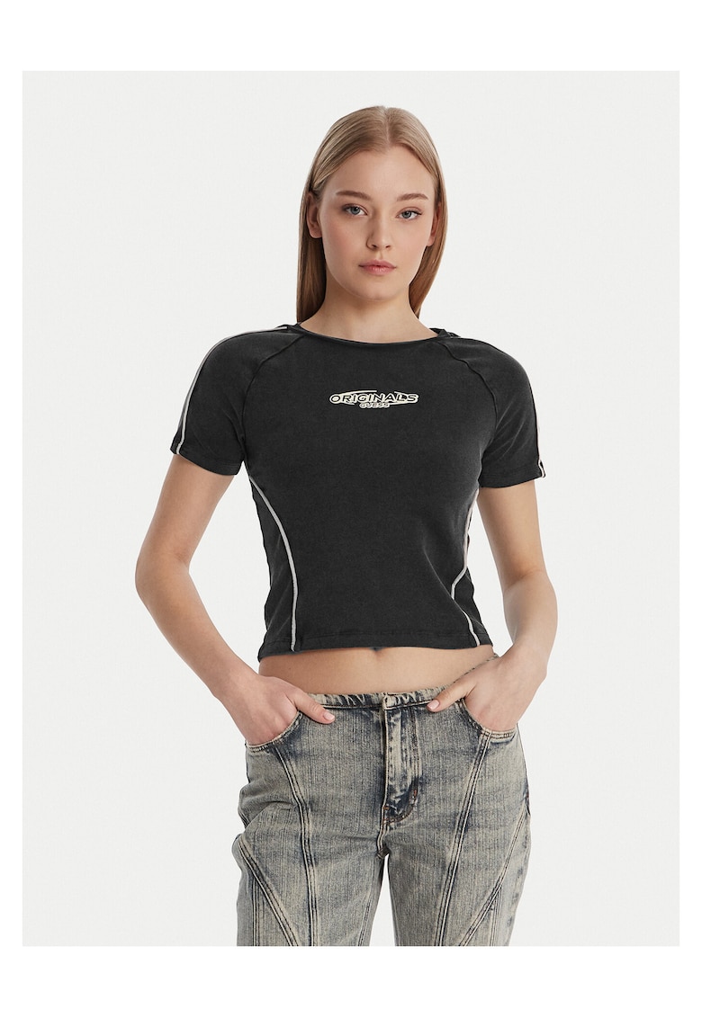Tricou dama - bumbac organic - gri - 95% bumbac organic