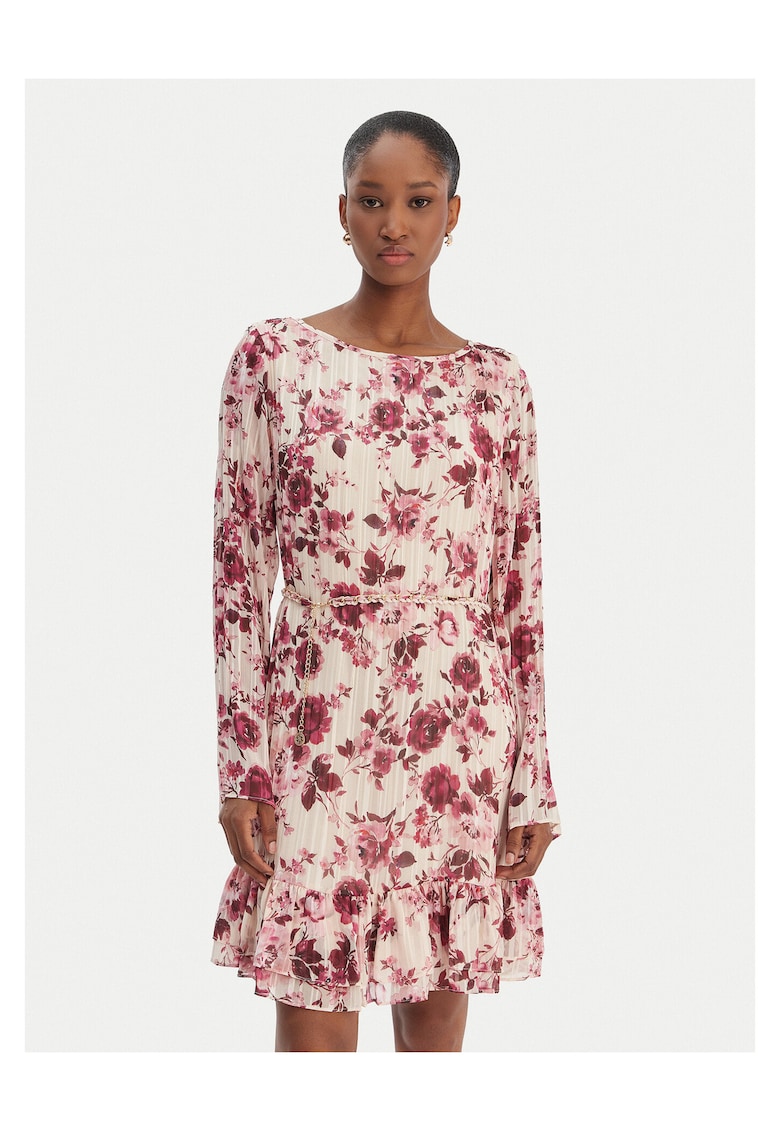 Rochie casual - poliester - bej - roz - Bej/Roz