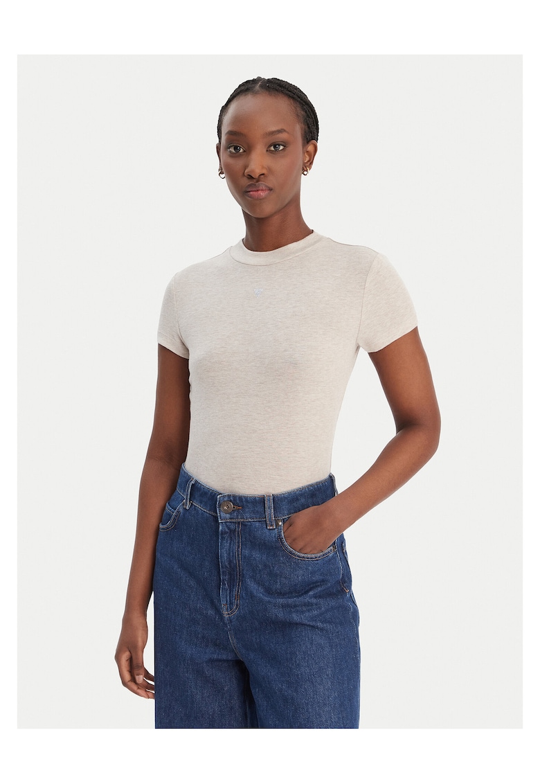 Tricou dama - bej - 67% poliester - 23% viscoza