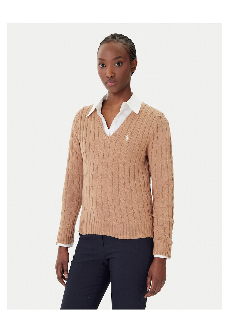Pulover dama - slim fit - bej - bumbac
