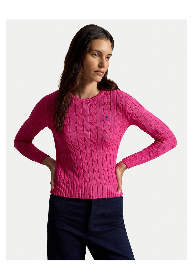 Pulover dama - slim fit - roz - bumbac