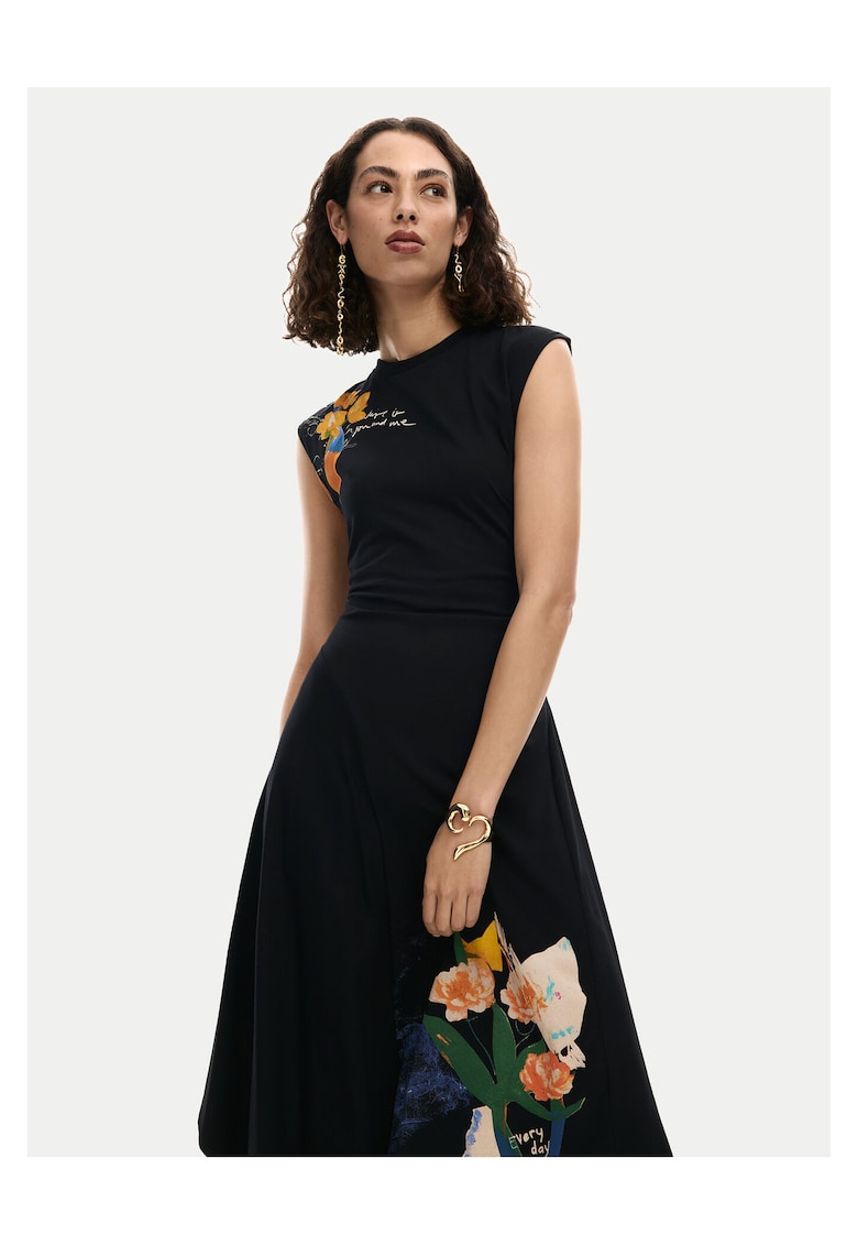 Rochie casual - bumbac - negru - 95% bumbac