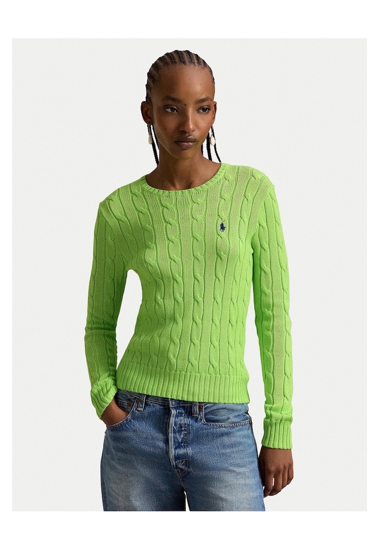 Pulover dama - slim fit - verde - bumbac