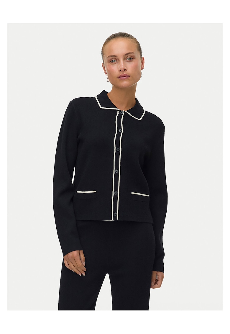 Cardigan dama - negru - viscoza/poliester reciclat
