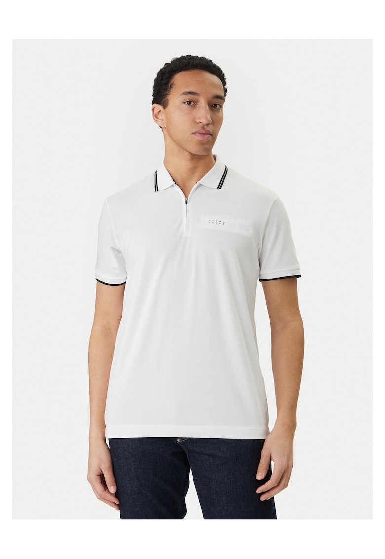 Tricou barbati - 52% bumbac organic si 44% poliester reciclat - alb - material elastic