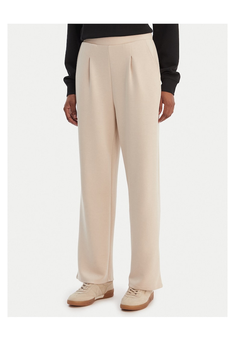 Pantaloni dama - bej - 50% viscoza - 45% poliester